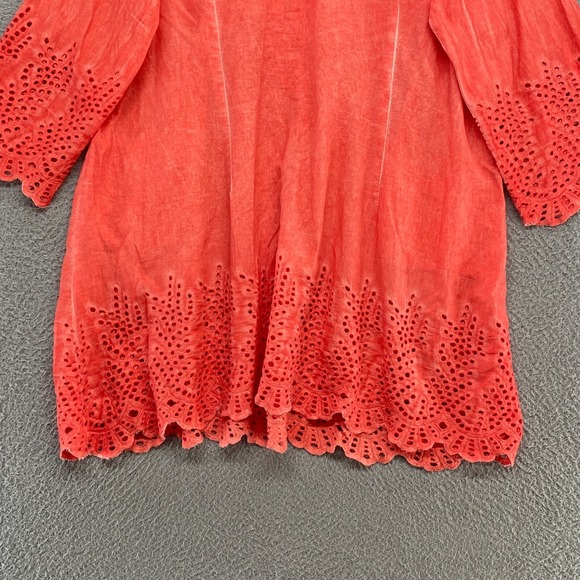 Parsley & Sage Top Womens 2X Lace Coral Pink Tunic Artsy Beachy Popover - Picture 10 of 12